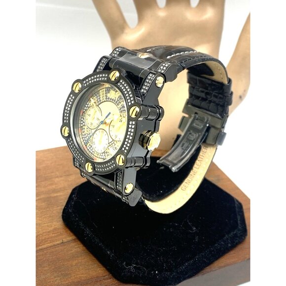 JBW Men's Watch JB-6215-10B 10 YR Anniversary Phantom 1.96ctw Diamond Quartz - Picture 2 of 15